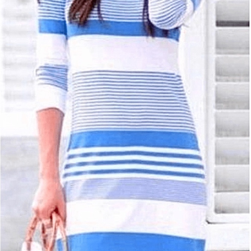 Blue and White Striped Dress